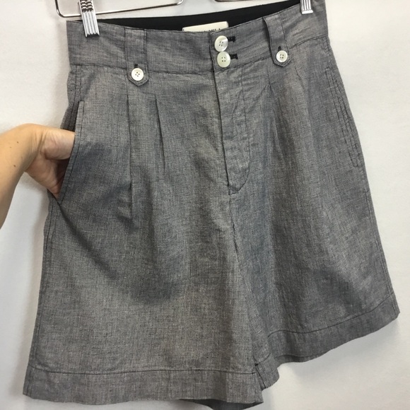 Alex Mill Drill Pleated Shorts Houndstooth Linen Blend High Waisted Size 4 - Picture 5 of 11
